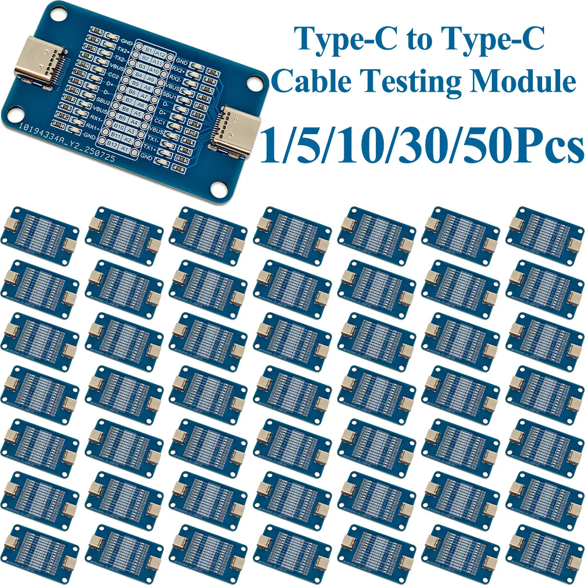 1/5/10/30/50Pcs Type‑C To Type‑C Cable Tester Module Dual‑Head Type‑C Fast Charging Cable Detector Data Acquisition Module