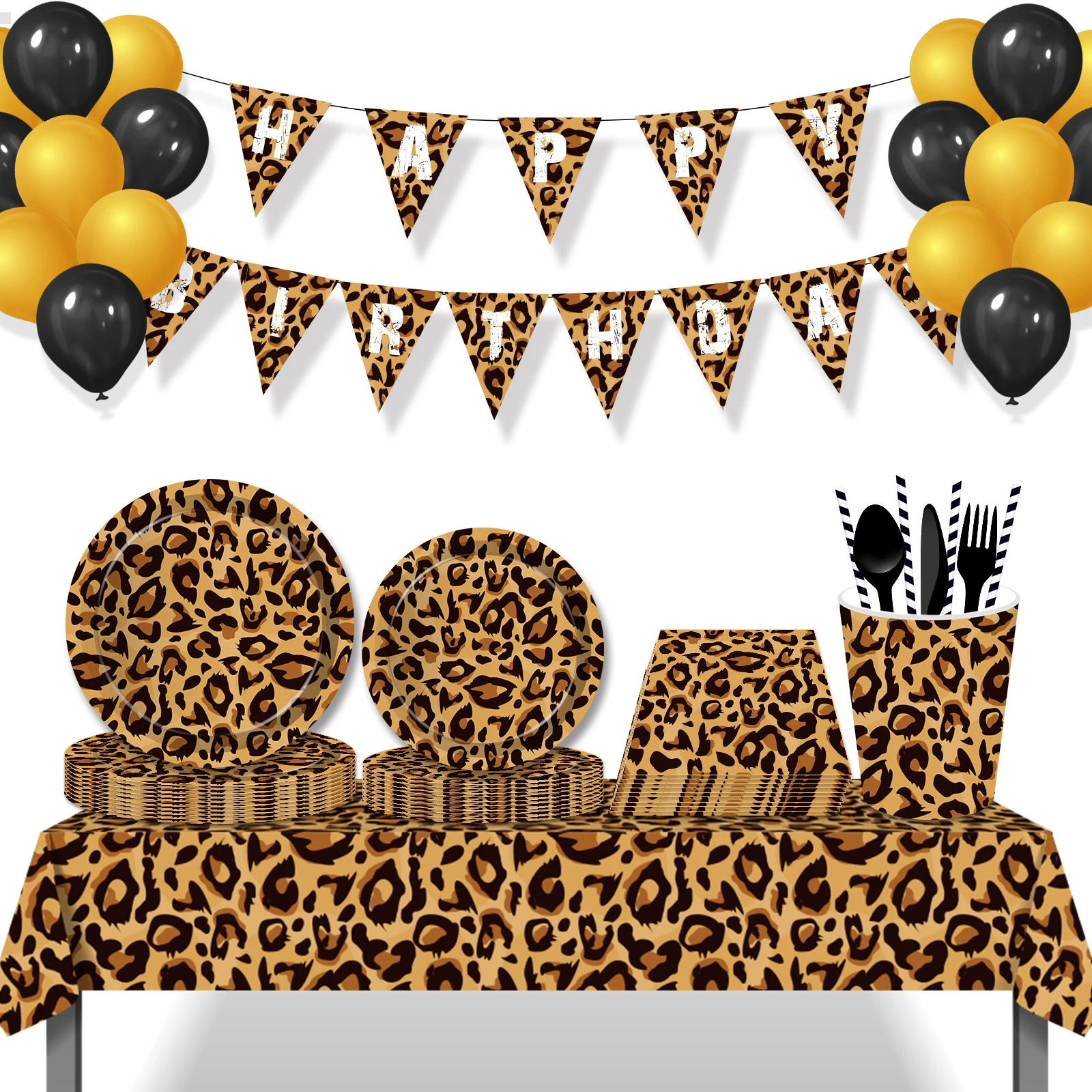 Leopard Print Geschirr Sets Einweg Teller Tischdecke Servietten Tassen Für frauen Geburtstag Party Dekoration Hochzeit Decor