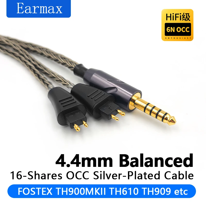 Replaceable 16-strand 4.4mm 2.5mm Balanced Upgrade Cable for FOSTEX TH900MKII TH610 TH909 Headphones Cable