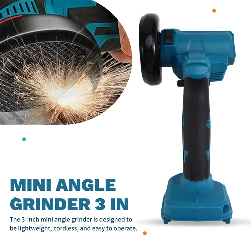 AT19-Cordless 3-Inch Mini Angle Grinder And Polishing Machine, Comes With 2 Cutting Discs, For  18V Battery