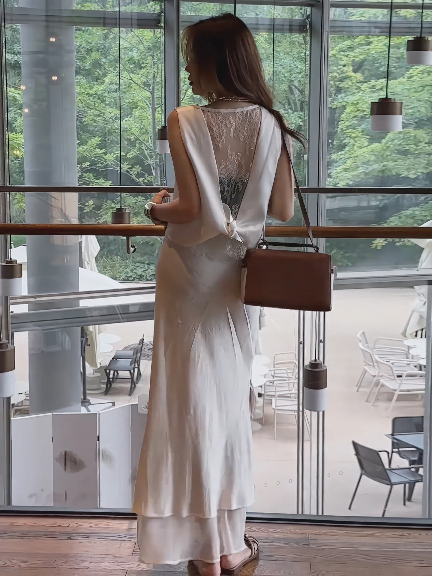 

Комплект из топа и юбки с кружевными вставками Ele Lace Splice, женский летний модный костюм-двойка 2025, с круглым вырезом, без рукавов