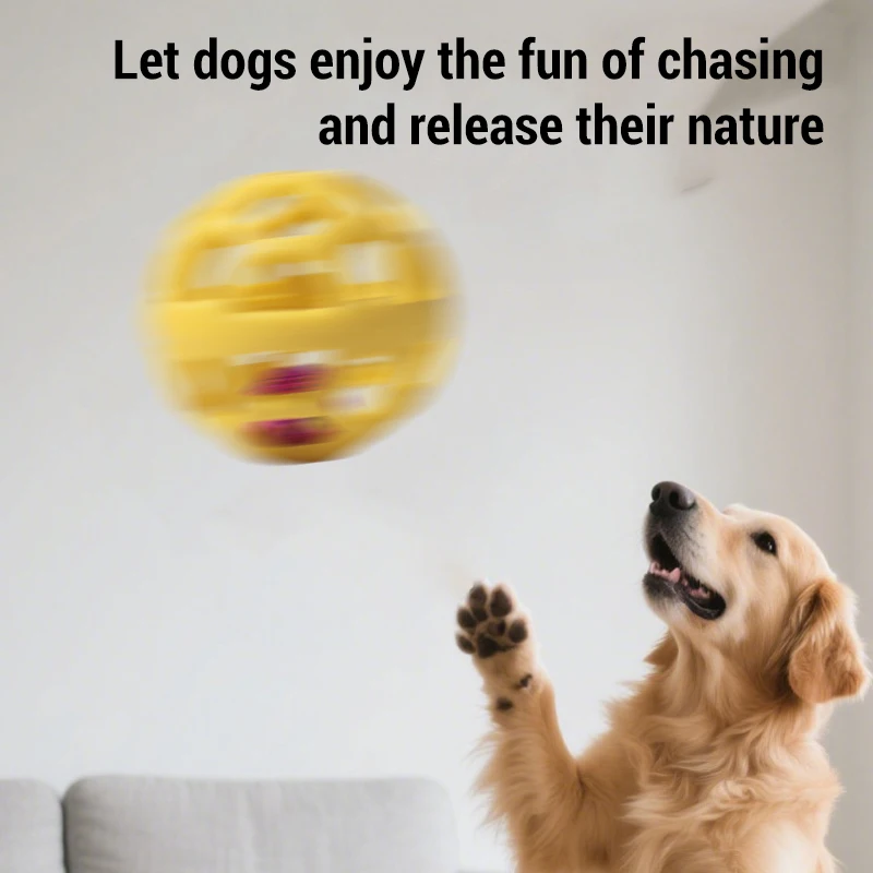 Bouncy TPR Dog Ball Toys with Bell Hollow Rubber Pet Chew Balls Interactive Training Toys for Puppy Teeth Cleaning and Playing view 2