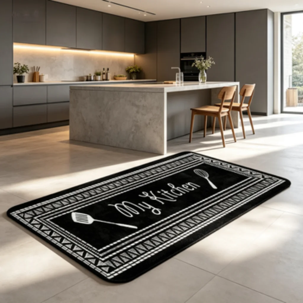 Gold Anchor Washable Mat, Dark Star Moon Easy Care Runner, Compass Line Soft Mat, Navy Compass Foldable Door Mat.