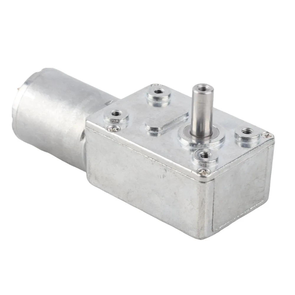 Durable DC 12V Worm Geared Motor 370WG Double Shaft Gear Motor Self Locking 100RPM Geared Drive Motor DIY Projects