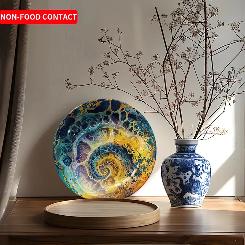 1pc Modern Minimalist Spiral Ceramic Wall Plate - Nordic Round Hanging Dish, Non-Food Contact Decorative Art for Living Room,