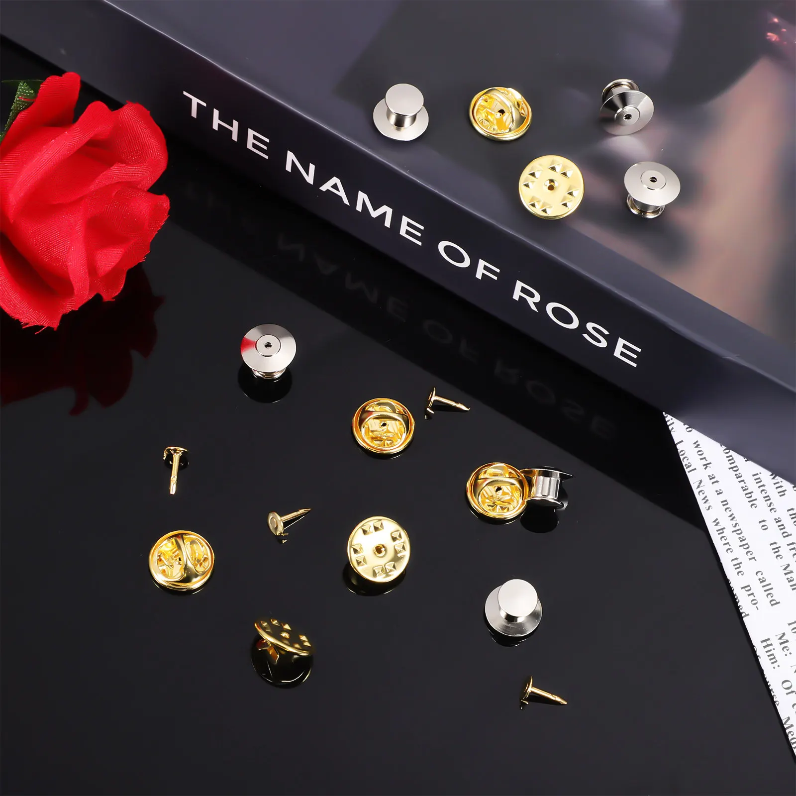 

120Pcs Premium Copper Locking Needle Backs Strong Reliable Polished Craft Needle Backings for Brooches Lapel Pins Enamel