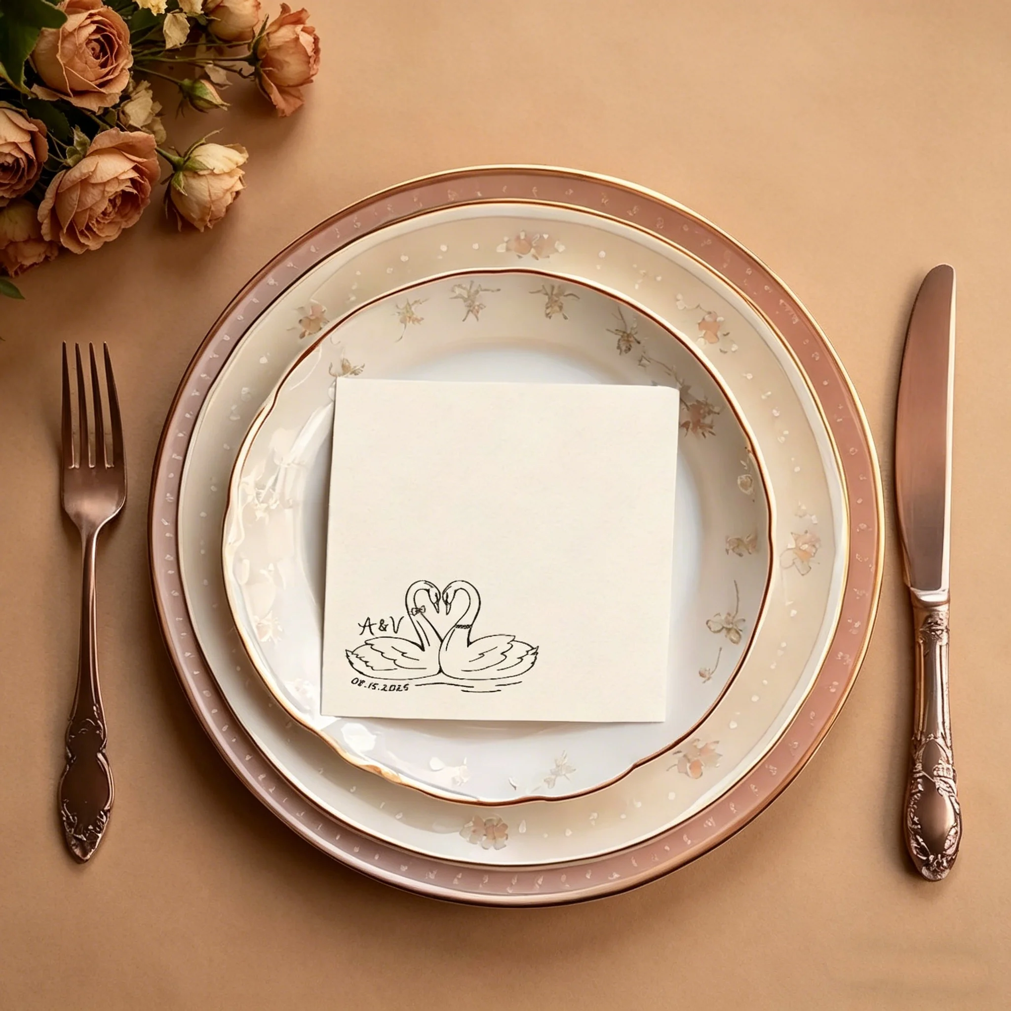Love Bird Swans Cocktail Napkins Vintage Romantic Swan Paper Napkins Disposable Table Decor for Wedding Engagement Bridal Shower