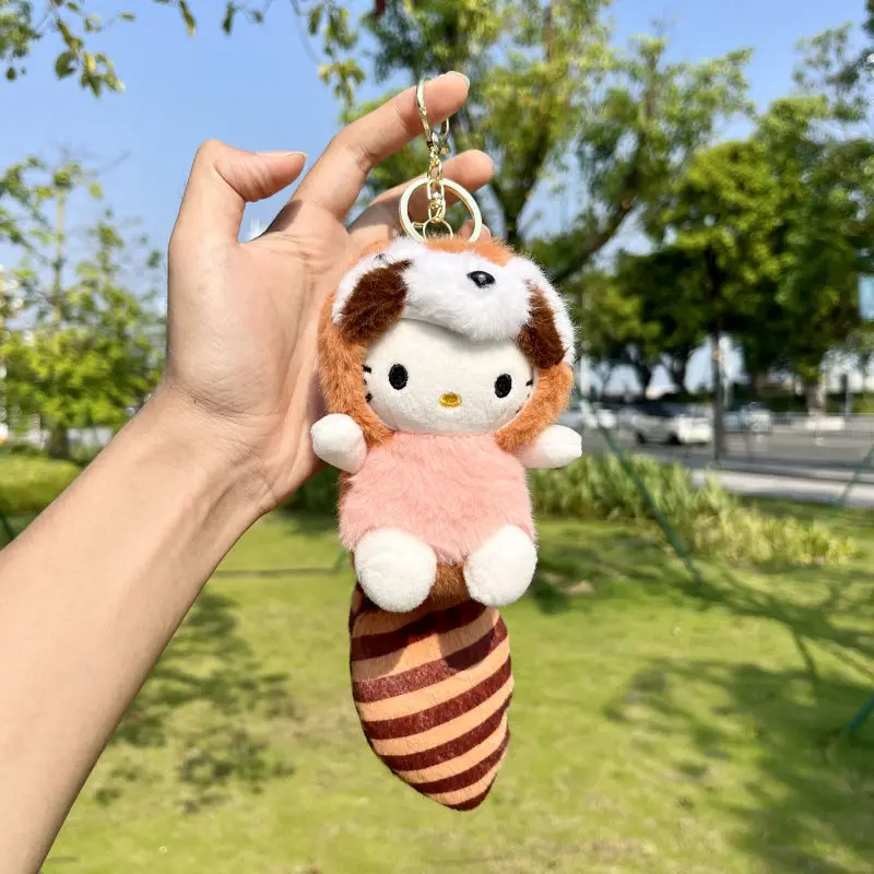 Kawaii Sanrio Hello Kittye Plush Keychain Pendant Anime Cartoon Women's Backpack Accessories Desktop Ornament Festival Gift