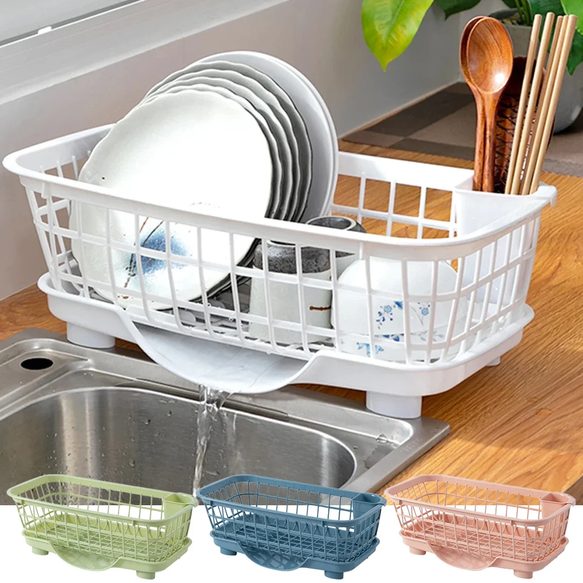 

Single Laye Bowl Dish Drying Rack Kitchen Organizer Cutlery Plastic Tableware Drainer Chopsticks Plate Dish Drain Basket Holder