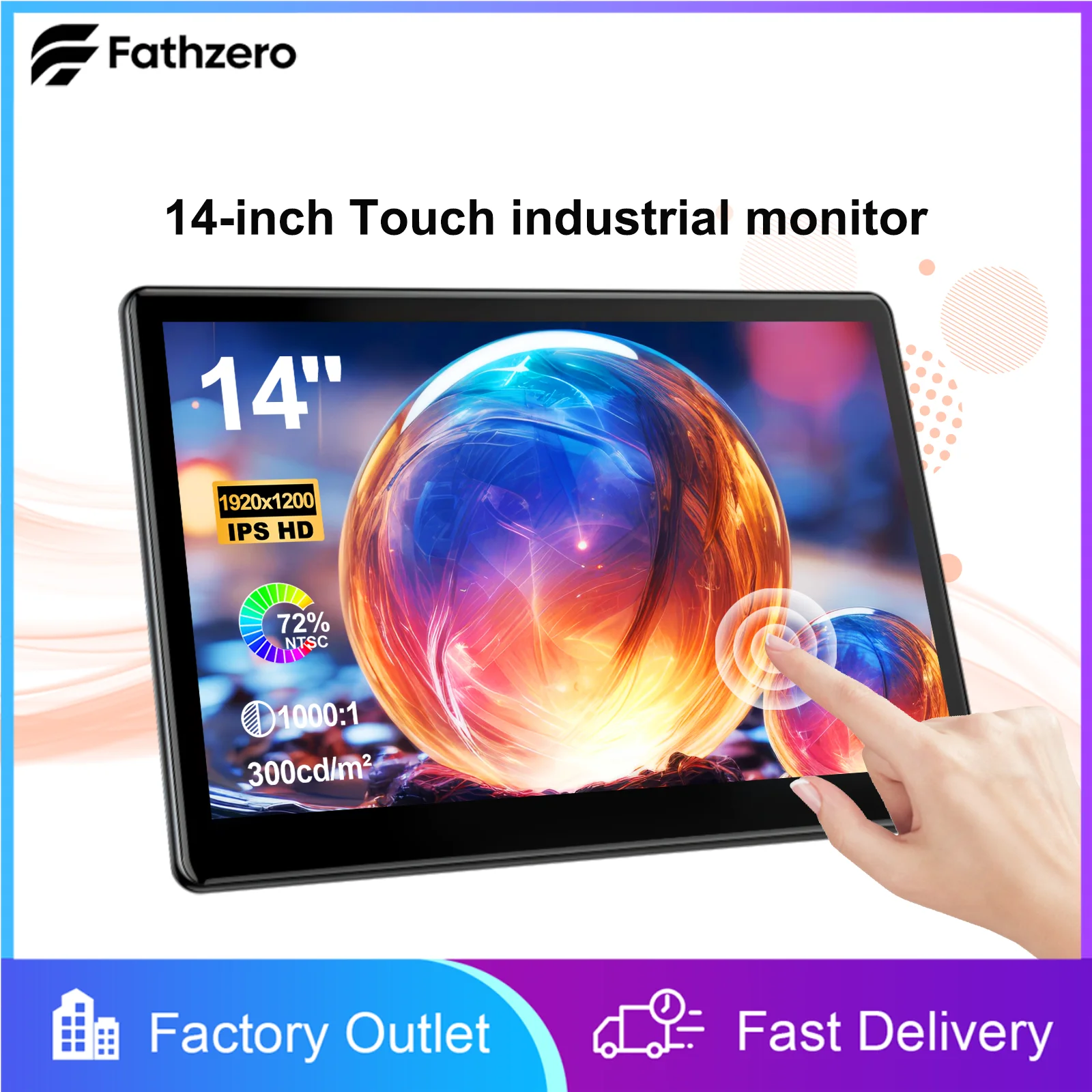 

14 Inch Touch Screen Display 1920*1200P 60Hz 500cd/m² IPS Portable Secondary Screen HDMI USB-C Port For PS3 4 Laptop XBox PC DVD