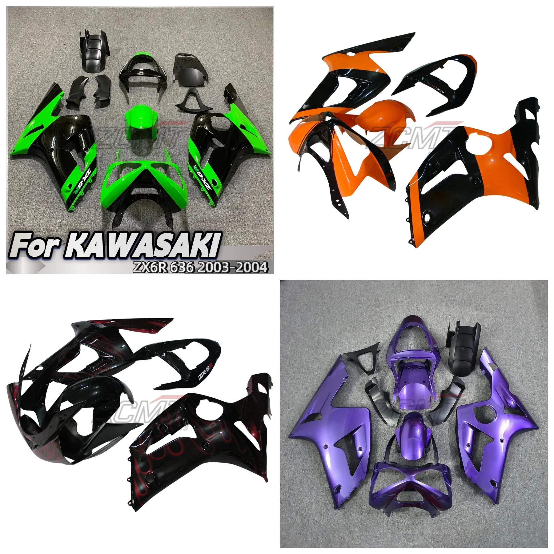 

Motorcycle Painted Injection ABS Cowl Bodywork Fairing Kit For Kawasaki Ninja ZX6R 636 2003 2004 ZX 6R Ninja636 03 04