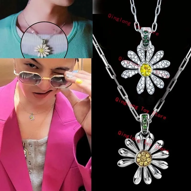 

880818 Kpop Hot Idol GD Style Necklace With Diamond 2025 G-Dragon Same Style Daisy Necklace Decor Accessories Toy Girls Gift