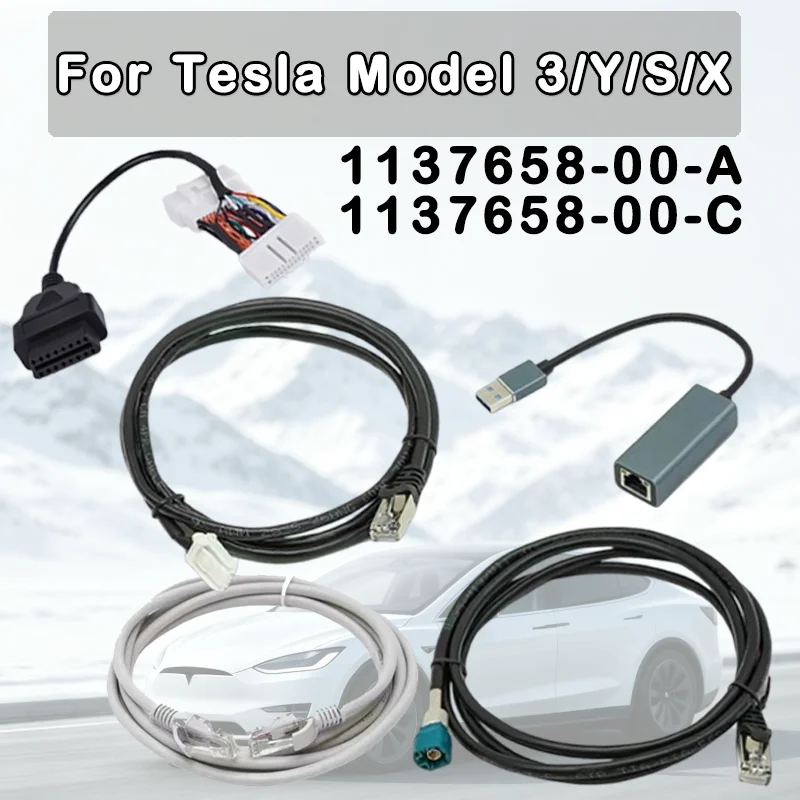 New Diagnostic Cable 1137658-00-A 1137658-00-C For Tesla Model 3/Y/S/X 1.5m Ethernet Diagnostic Service Cable Repair Tool