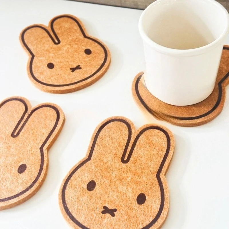 Miffy Rabbit Felt Coaster Ins Minimal Style Cute Cup Mat Household Heat‑Resistant Anti‑Scald Tea Cup Pad Table Protector