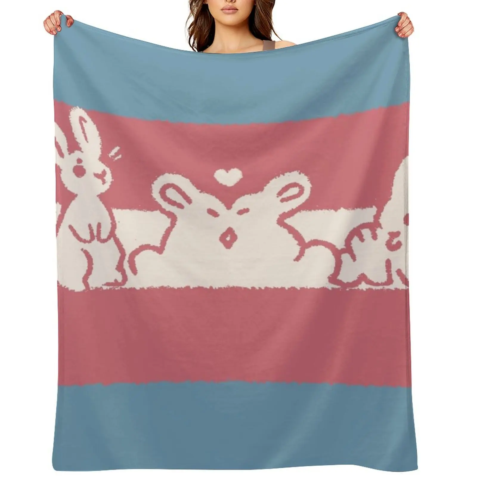 

Trans Flag Bunnies Throw Blanket Beach Decorative Beds Plaid Sofa Quilt Blankets