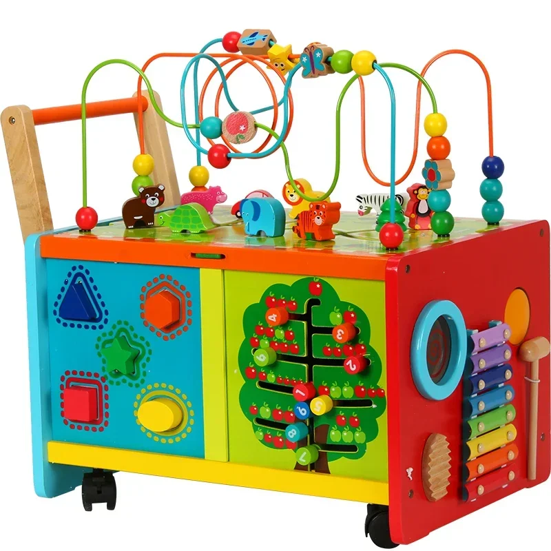 

Multifunctional Baby Intelligent Wooden Activity Cube push walker