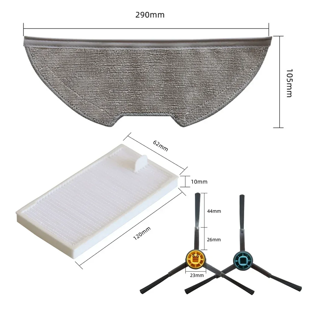 Kit de brosse latérale et de filtre de vadrouille pour Eureka NERE10s E10S, pièces de rechange pour Obode A8, accessoires de remplacement, 1 jeu