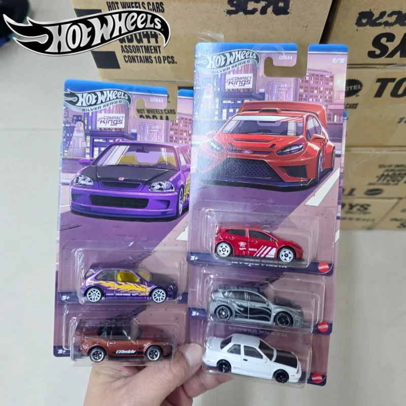

Hot Wheels Silver Series Compact Kings Set 1/64 Литая под давлением модель автомобиля Fiesta Civic Subaru Miata Sentra GDG44 Игрушка в подарок