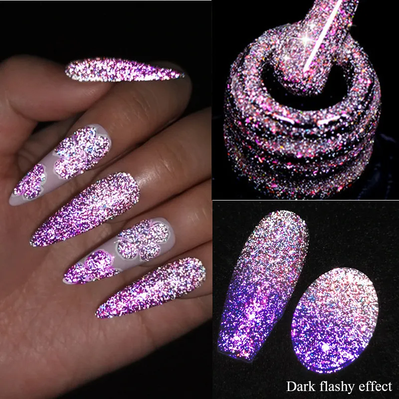 Mtssii-esmalte de uñas de Gel térmico con purpurina reflectante, Gel que cambia de Color, barnices semipermanentes para decoración de uñas, Gel UV LED, 7ml