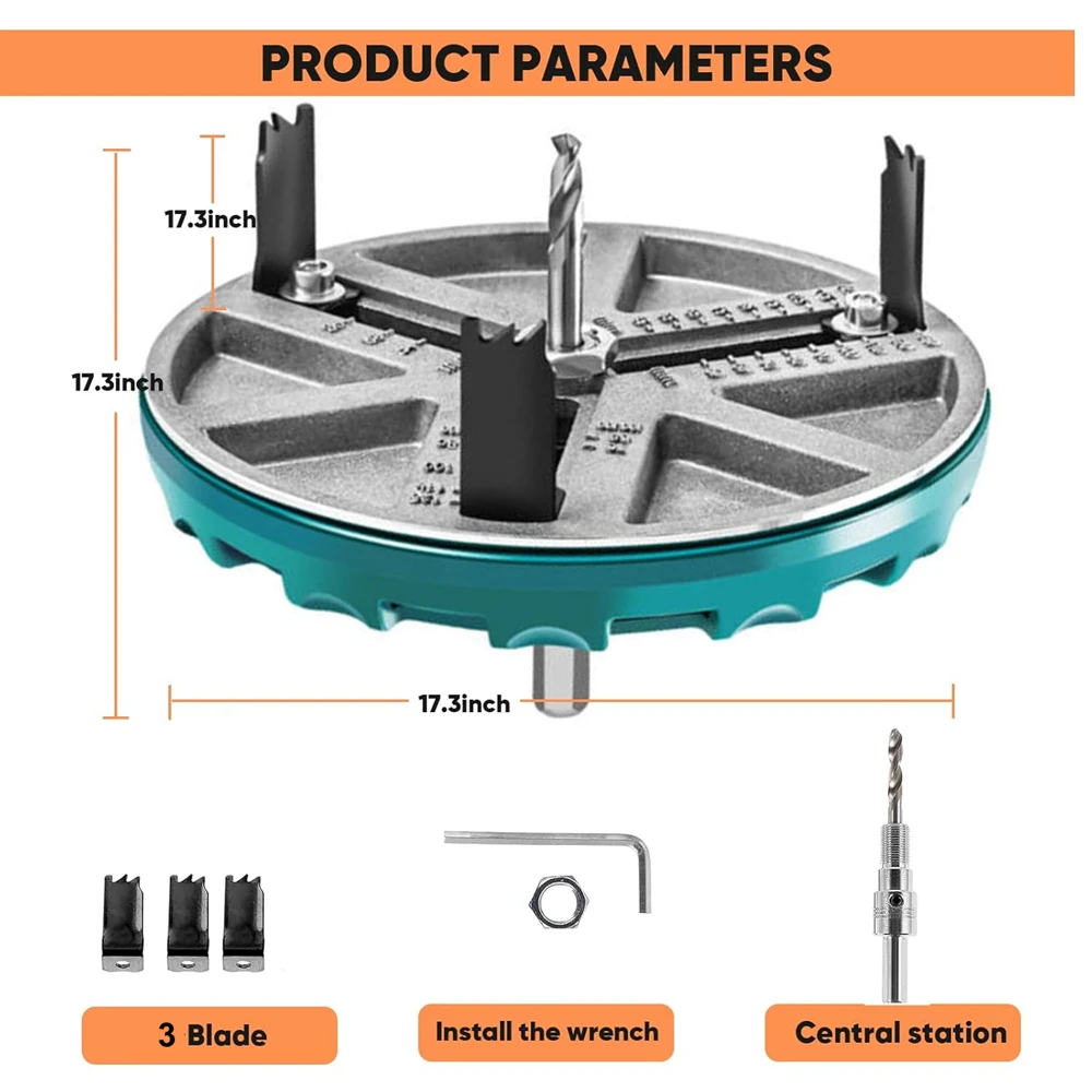 Abridor de agujeros ajustable multifuncional para carpintería, herramienta de broca eléctrica, tablero de aluminio y plástico, tablero de yeso, 45-130mm