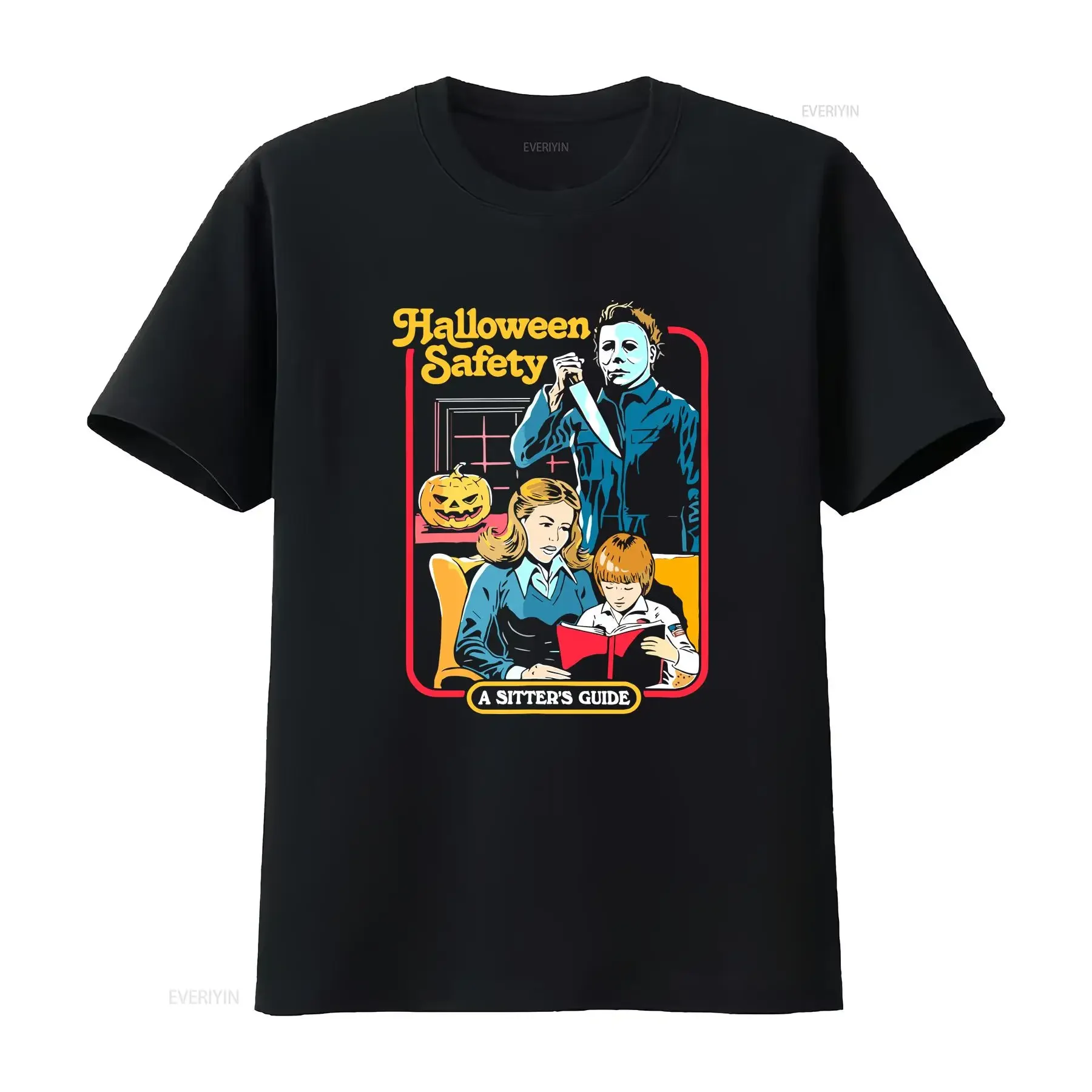 Halloween Safety Micheal Myers T Shirt Men's Large vintage Washed designer clothes Top For Everyday Wear Comfortable streetwear
