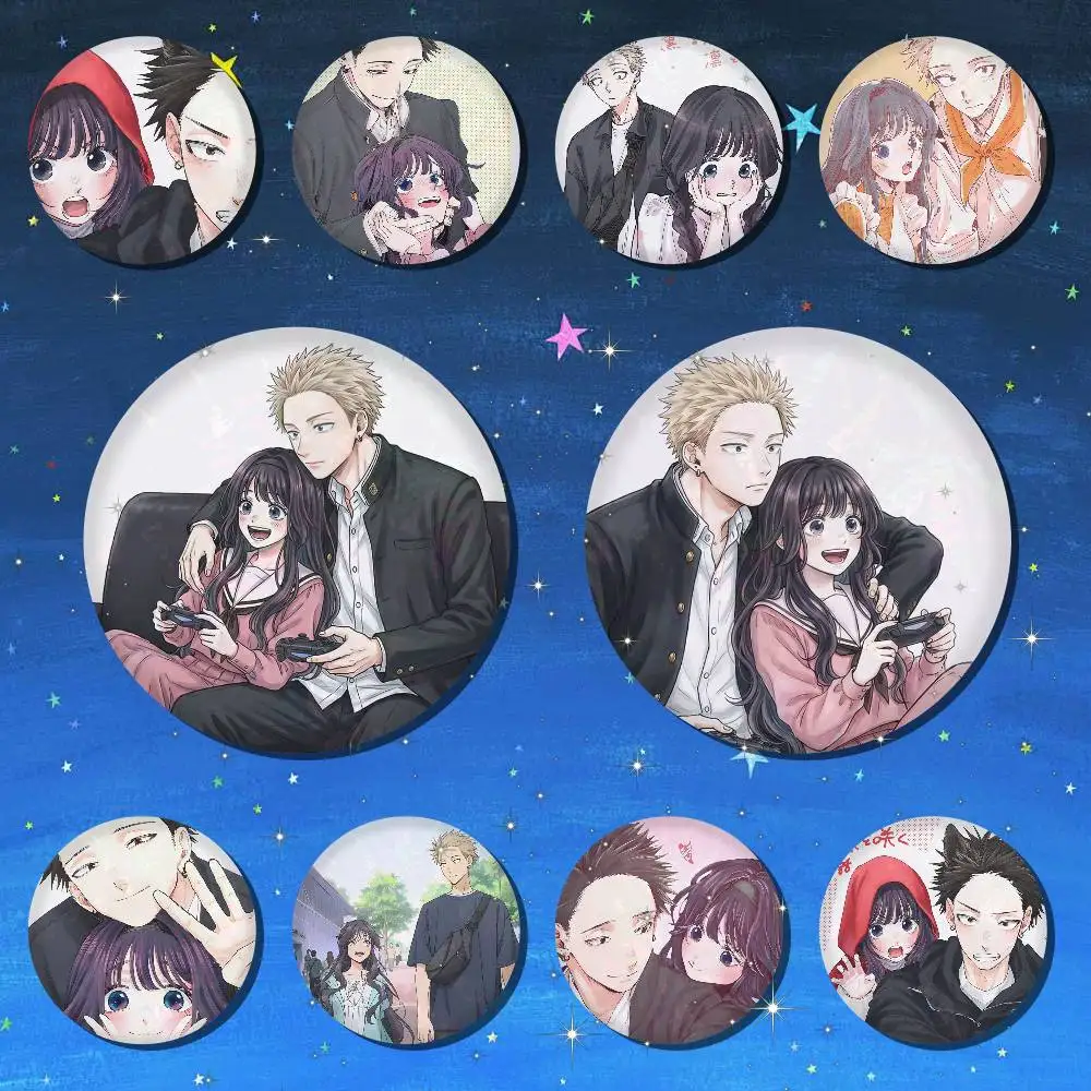 Figur Waguri Kaoruko Tsumugi Rintarou Abzeichen auf Rucksack, Zubehör, Manga-Icons, Anstecknadeln, runde Broschen für Kleidung, Tasche, Dekoration, Geschenke