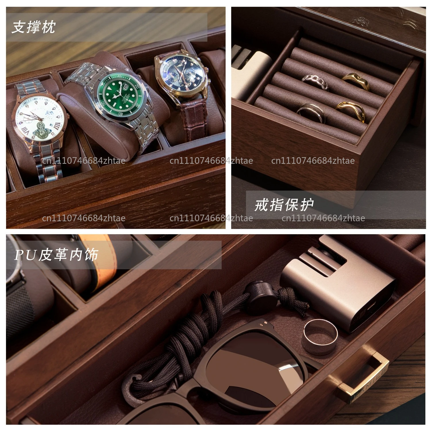 12-Slot Wooden Watch Box with Glass Top, 2-Layer Luxury Watch Display Case for Men and Women, Gift