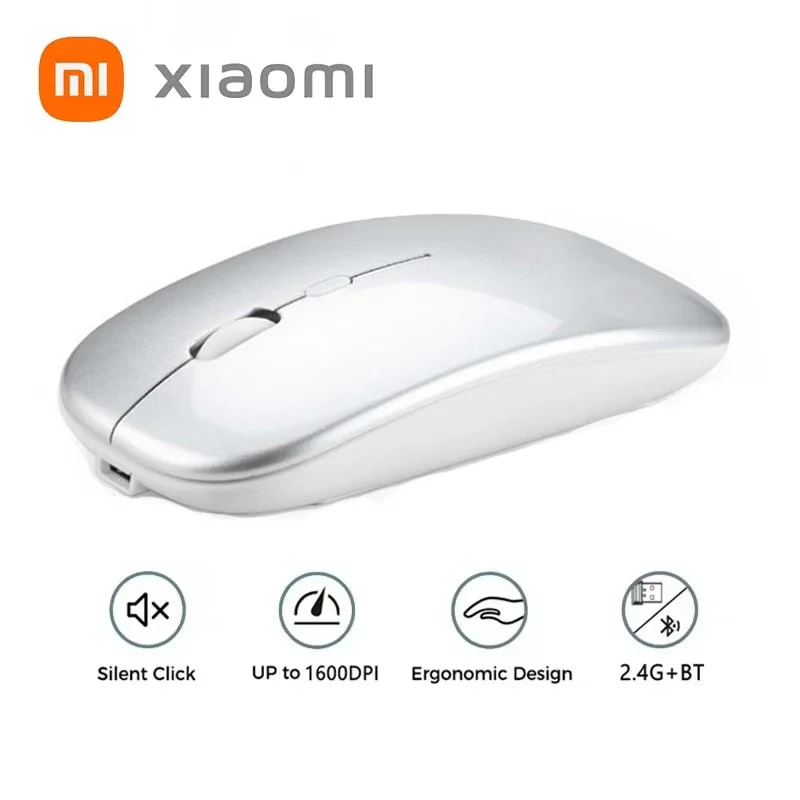 Mouse wireless ricaricabile Xiaomi MIJIA Mouse per computer dual mode da 2,4 GHz compatibile con Bluetooth con ricevitore nano per PC portatile