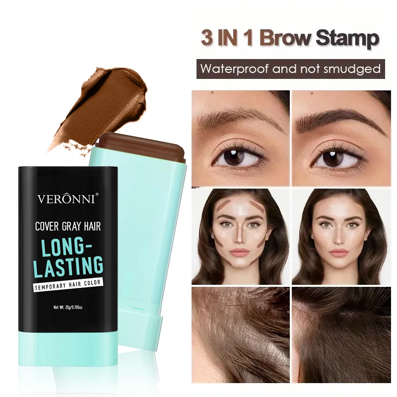 Nuevo VERONNI 2026, Barra de Retoque Capilar de 3 Colores – Rellena el Cabello y los Huecos de la Barba, Contorna y Define, Acabado Mate Natural, Fácil de Difuminar