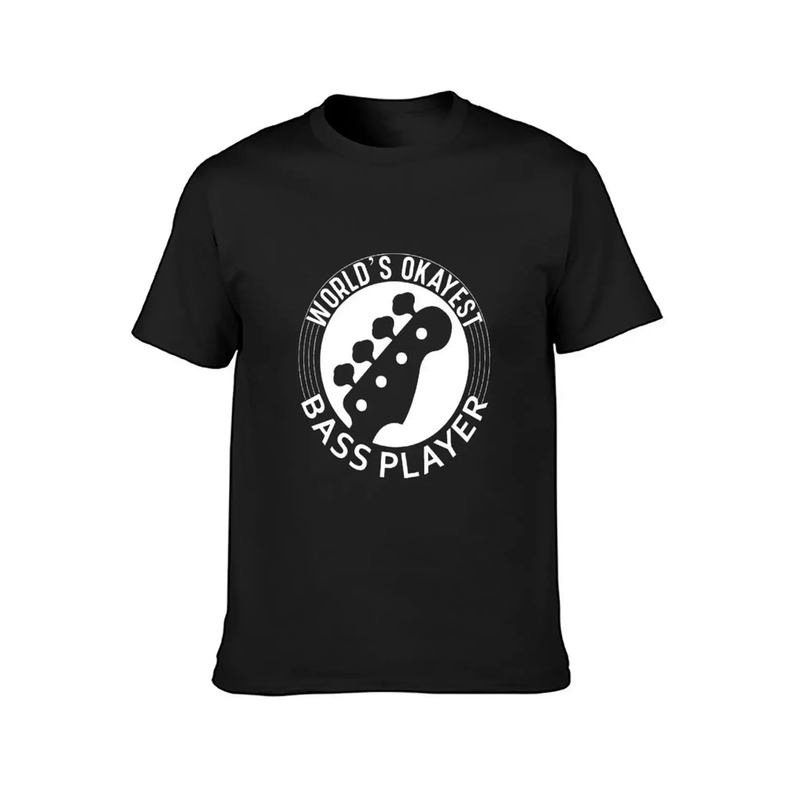 World's Okayest Bass Player-Bass Player-Bass Guitarist-Electric Bass-Bass Clef T-Shirt vintage clothes men t shirts