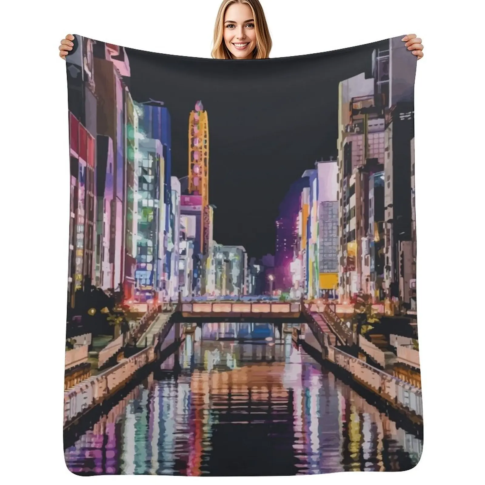 

Osaka, Japan Travel Artwork Throw Blanket Baby Decorative Sofa Blankets