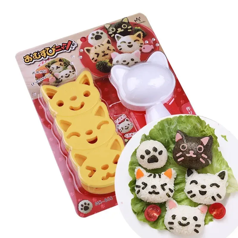 Japanese Style Sushi Decoration Tool Cartoon Cat Shape Sushi Rice ball Mold set