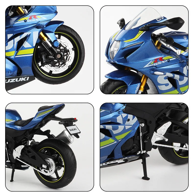 โมเดลรถมอเตอร์ไซค์ GSX-R1000ทำจากอัลลอยของ1:12สำหรับเด็กผู้ชายของขวัญวันเกิดของสะสมในรถ