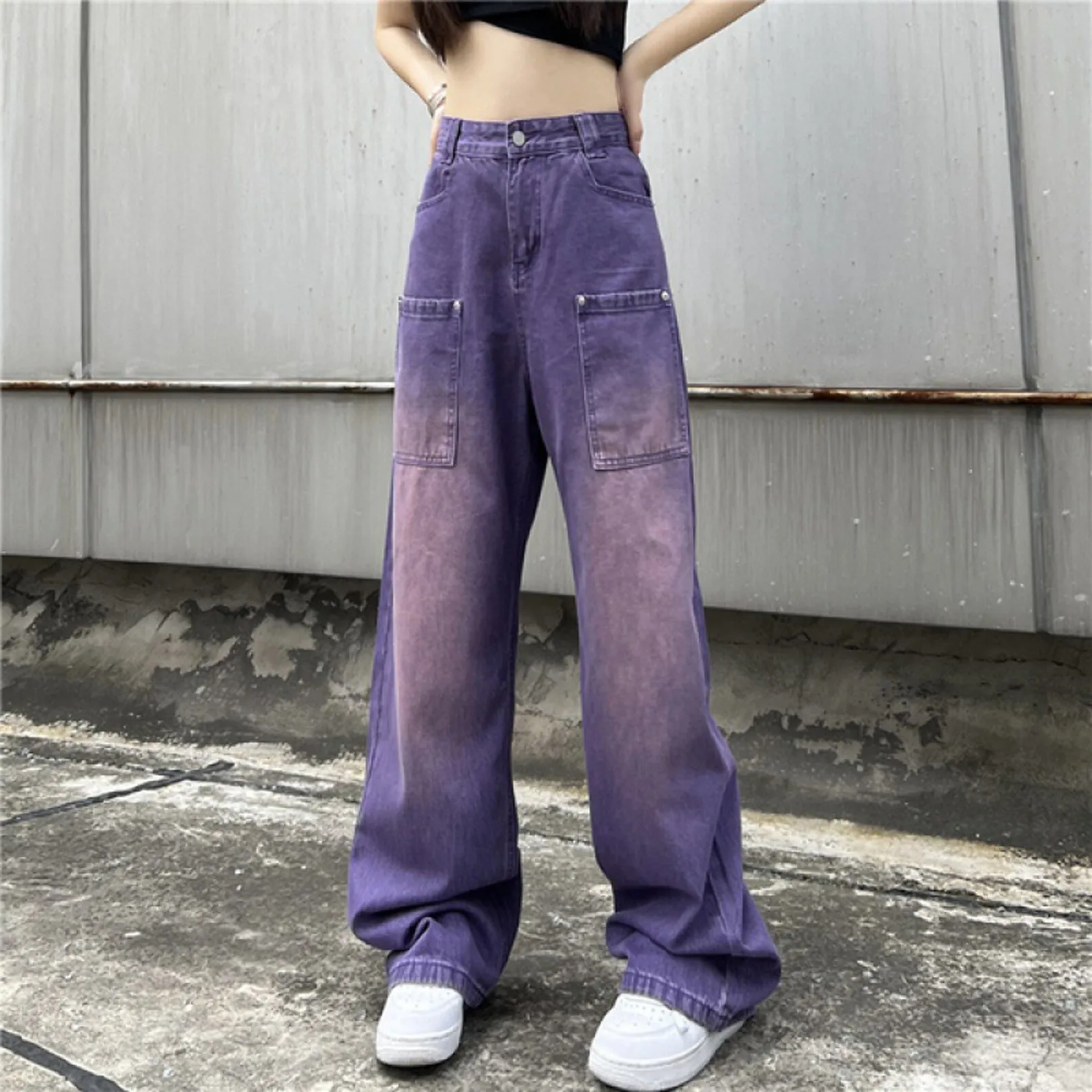 

Purple Flared Jeans For Women Skinny Jeans For Women High Waist Straight Leg Jeans Hip-Hop Cargo Work Pants Women Baggy Jeans