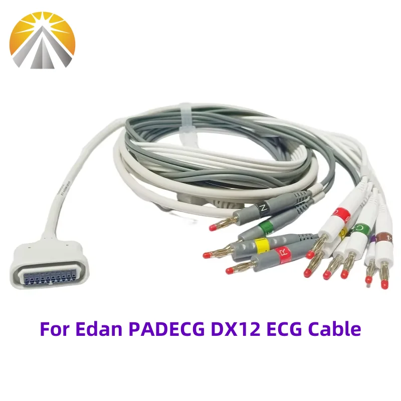 12 Leadwires Holter Cable 20 Pin IEC Banana 4.0 Wireless PC EKG Device For Edan DX12 PADECG ECG Cables