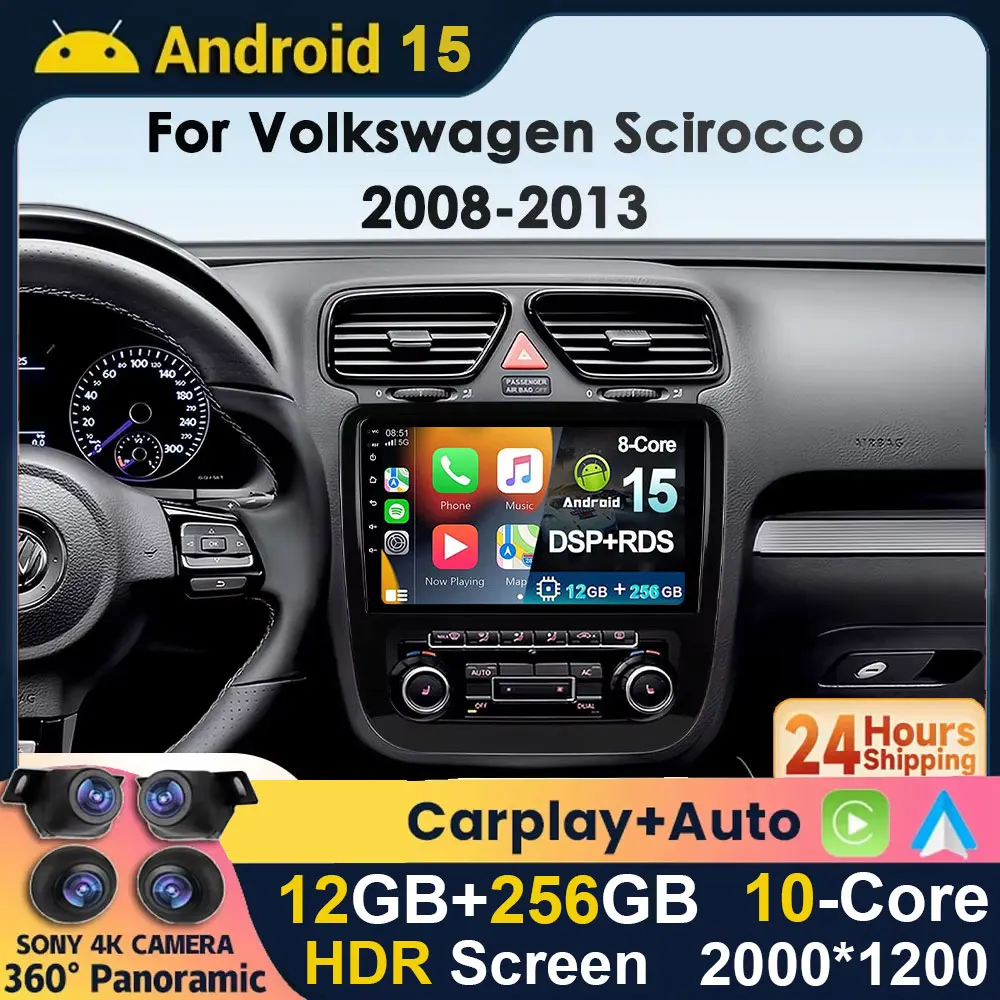 

Android 15 For VW Volkswagen Scirocco 2008-2013 Video Player Car Radio Multimedia Stereo Navigation Carplay Head Unit Audio GPS
