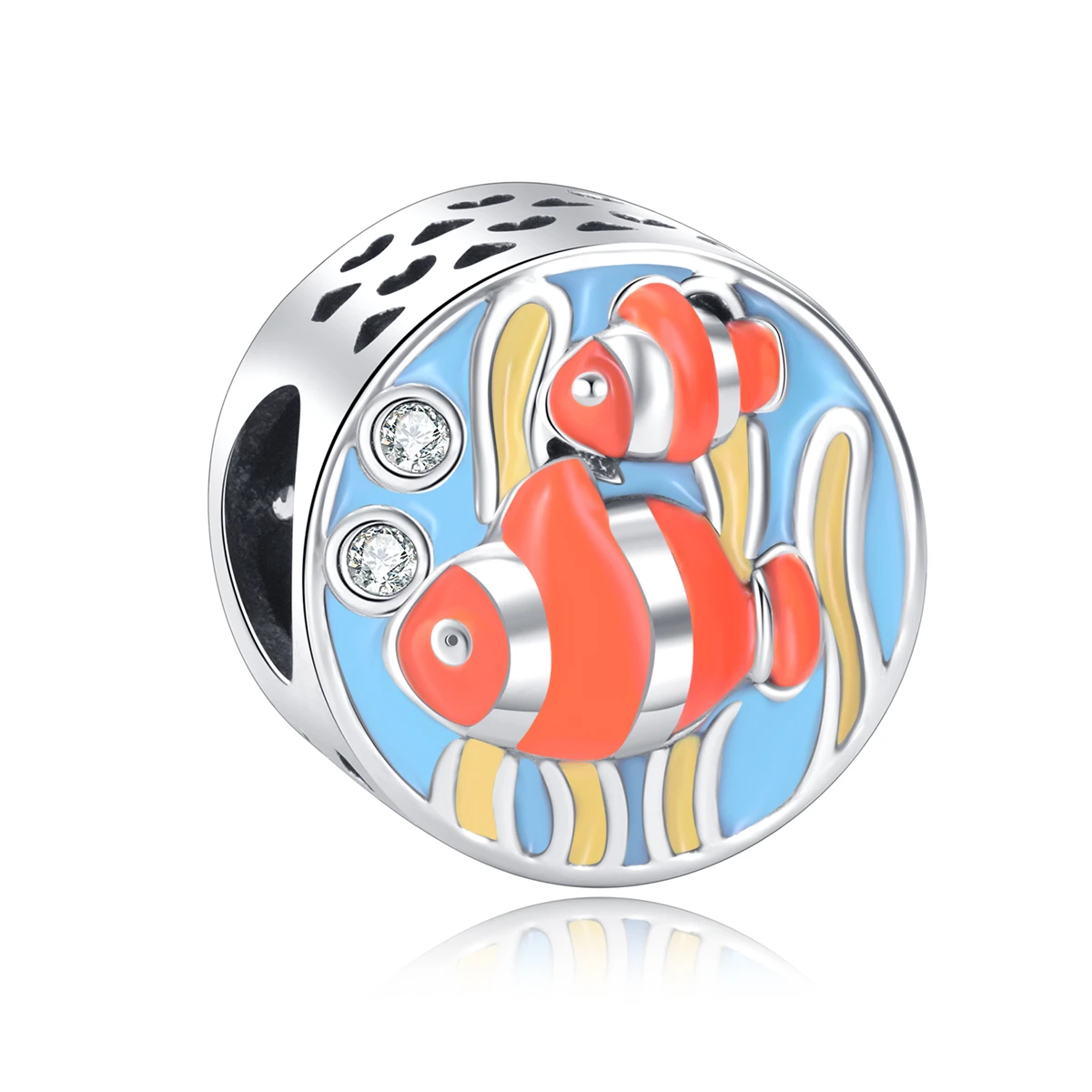 

PANQDIY 925 sterling silver Double sided three-dimensional design of clownfish beads Women Bracelet & Bangle DIY Fine Jewelry