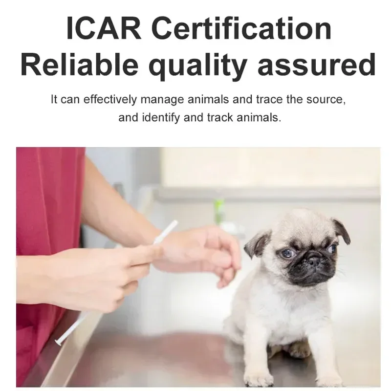 100pcs Pet Microchip 134.2KHz Animal Syringe EM4305 ID Chip ISO11784/11785 FDX-B Animal Injection Microchip For Dog Cat