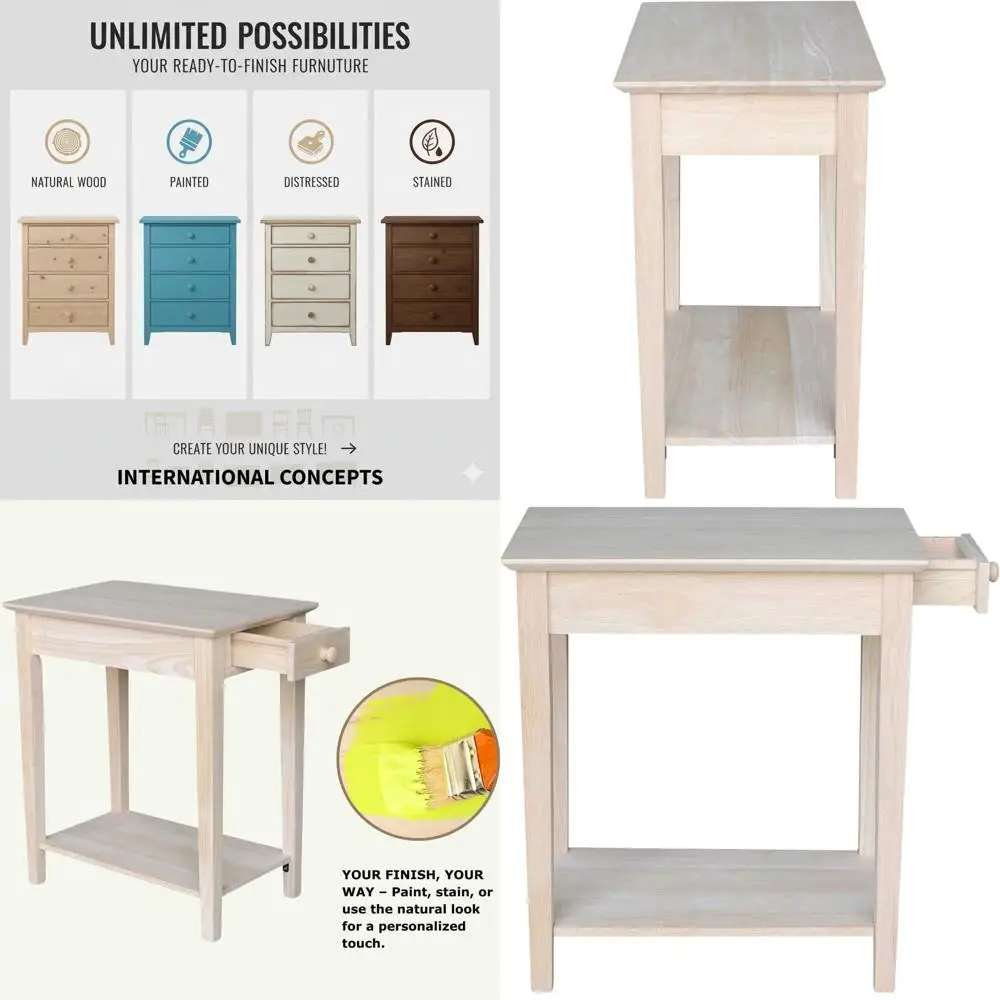 

Прочный деревянный приставной столик, из необработанного паравуда, подходит для гостиной, спальни или прихожей, 22Ш x 14Г x 25В, выдерживает до [число] человек/присутствующих.