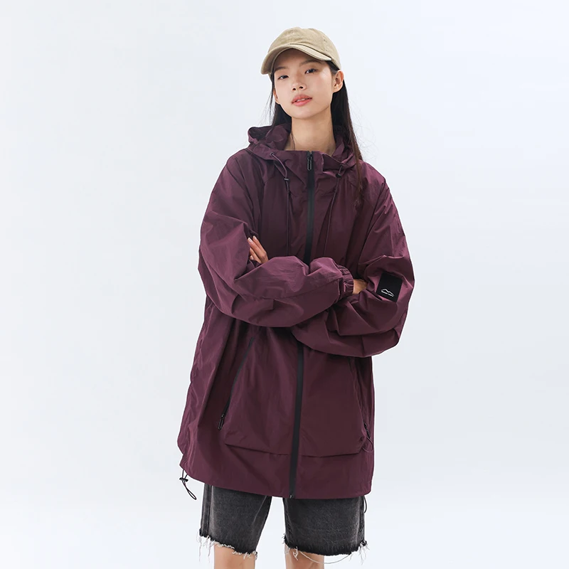 

2024 Summer New Solid Color Lightweight Sunscreen Coat Comfortable and Breathable Hooded Outdoor Hiking Coat for Couples