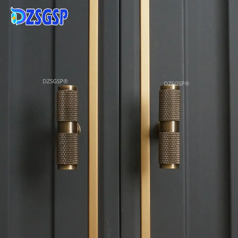 

DZSGSP Cupboard Wardrobe Dresser Drawer Cabinet Knobs Customized Retro Solid Bronze Brass Knurled Handle Pulls and Handles