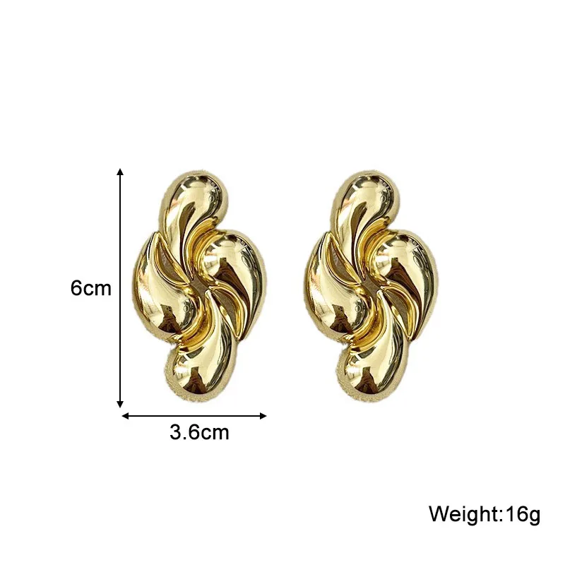 New in Exaggerated Irregular Metal Dangle Earrings for Women Big Spiral Geometric Statement Female Hyperbole Hanging Earrings