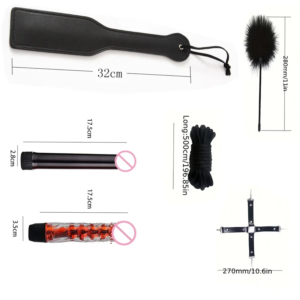 Brinquedos Sexuais BDSM: Kit de Bondage Erótico para Jogos na Cama, Algemas, Tornozeleiras, Chicote, Coleiras de Escravo, Pinças de Mamilo – Jogo Sexual para Casais