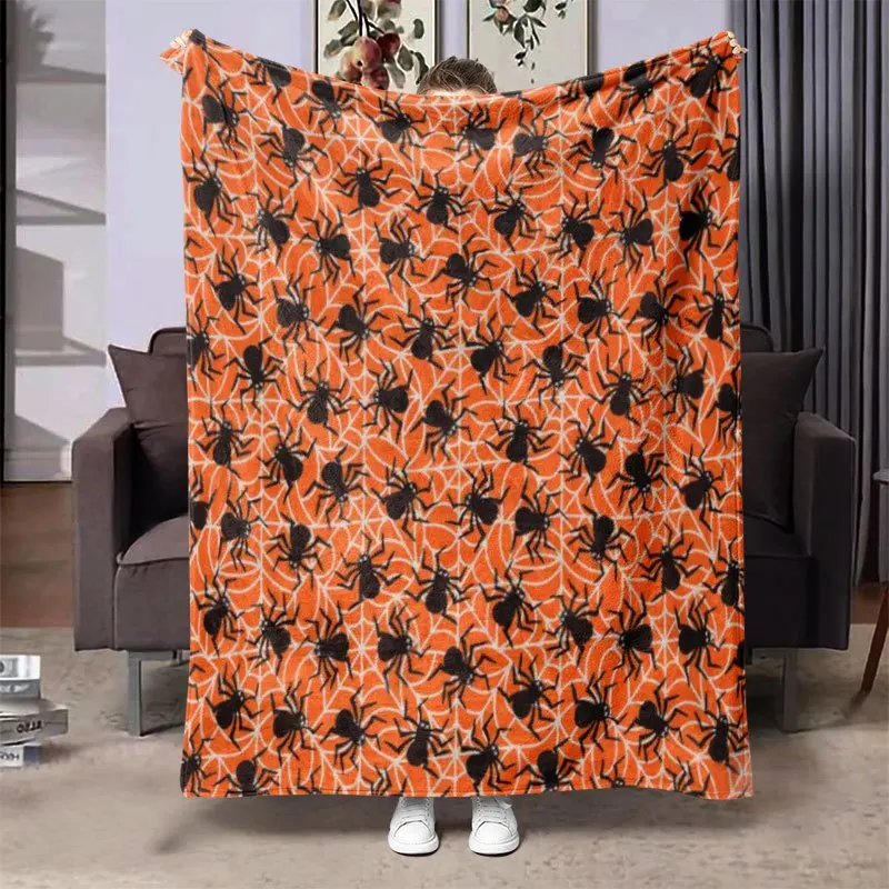 

Тайное одеяло с паутиной, двустороннее фланелевое одеяло для Хэллоуина, забавное всесезонное комфортное жуткое элегантное подарок