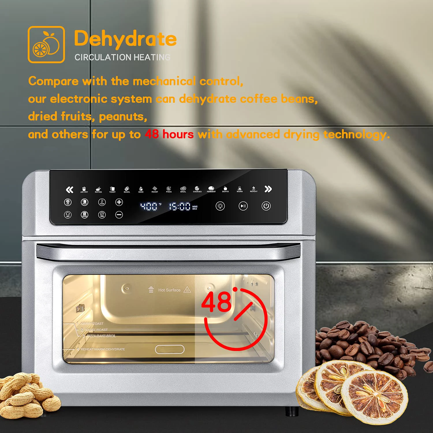 Air Fryer Toaster Oven Combo, Large Digital LED Screen Convection Oven with Rotisserie and Dehydrator, Extra Large Capacity