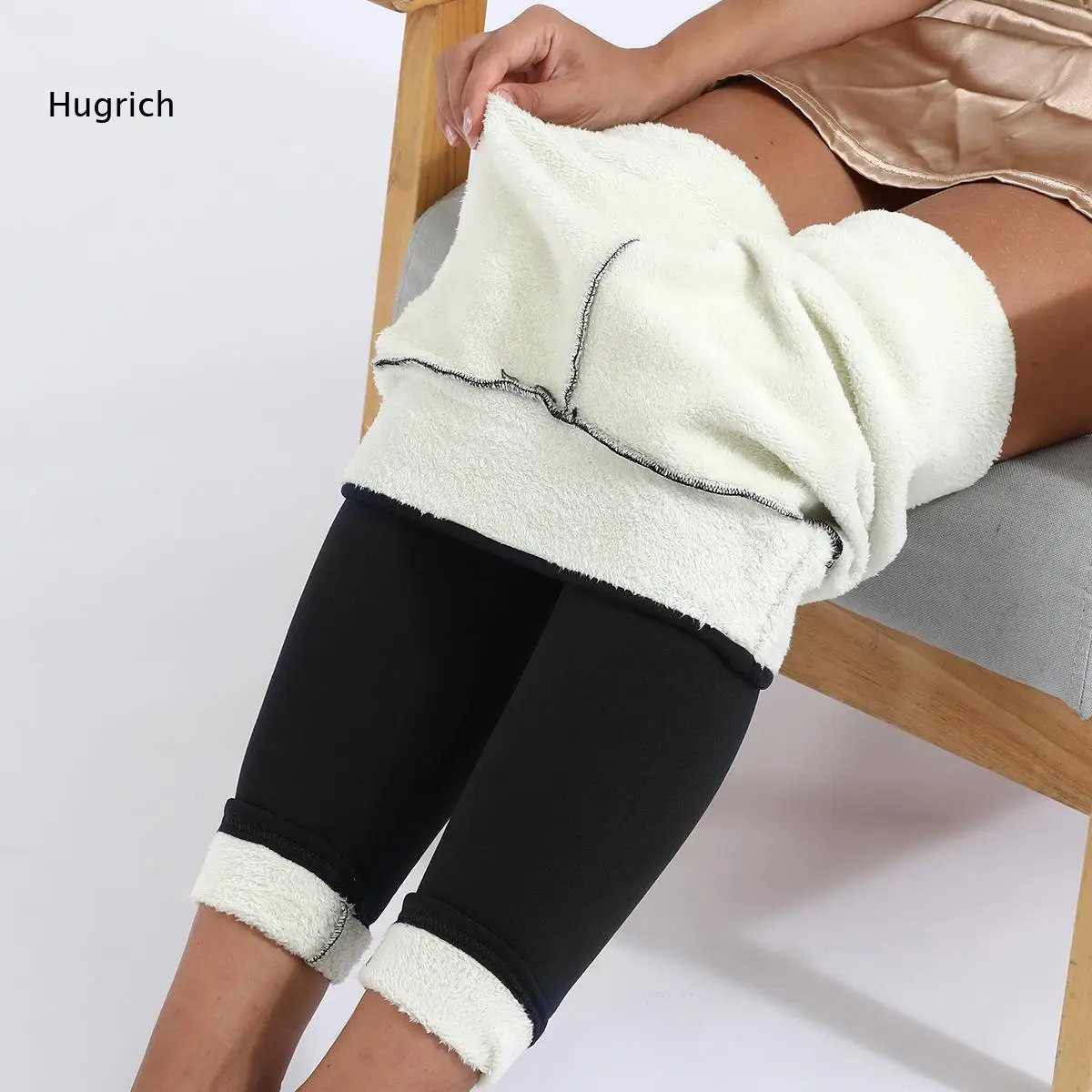 Women's High Waist Fleece Lined Thermal Leggings Winter Warm Thick Velvet Stretchy Slim Fit Pants Base Layer Trousers