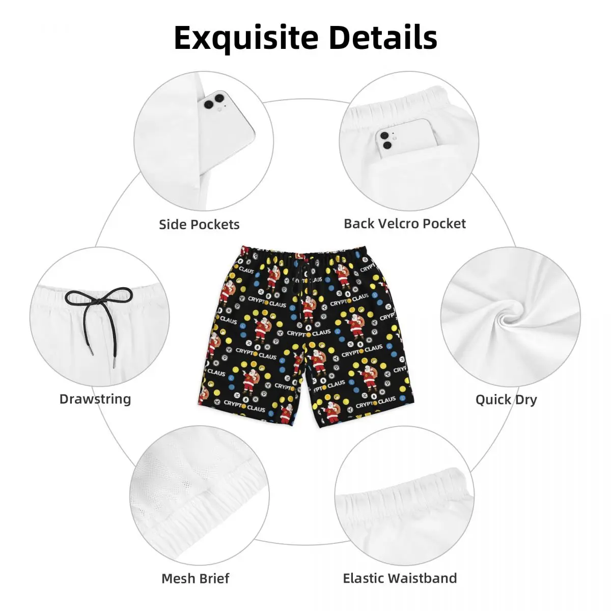 Short de sport d'été homme Bitcoin crypto-monnaie vêtements de sport Bitcoin BTC plage pantalon court séchage rapide maillot de bain grande taille