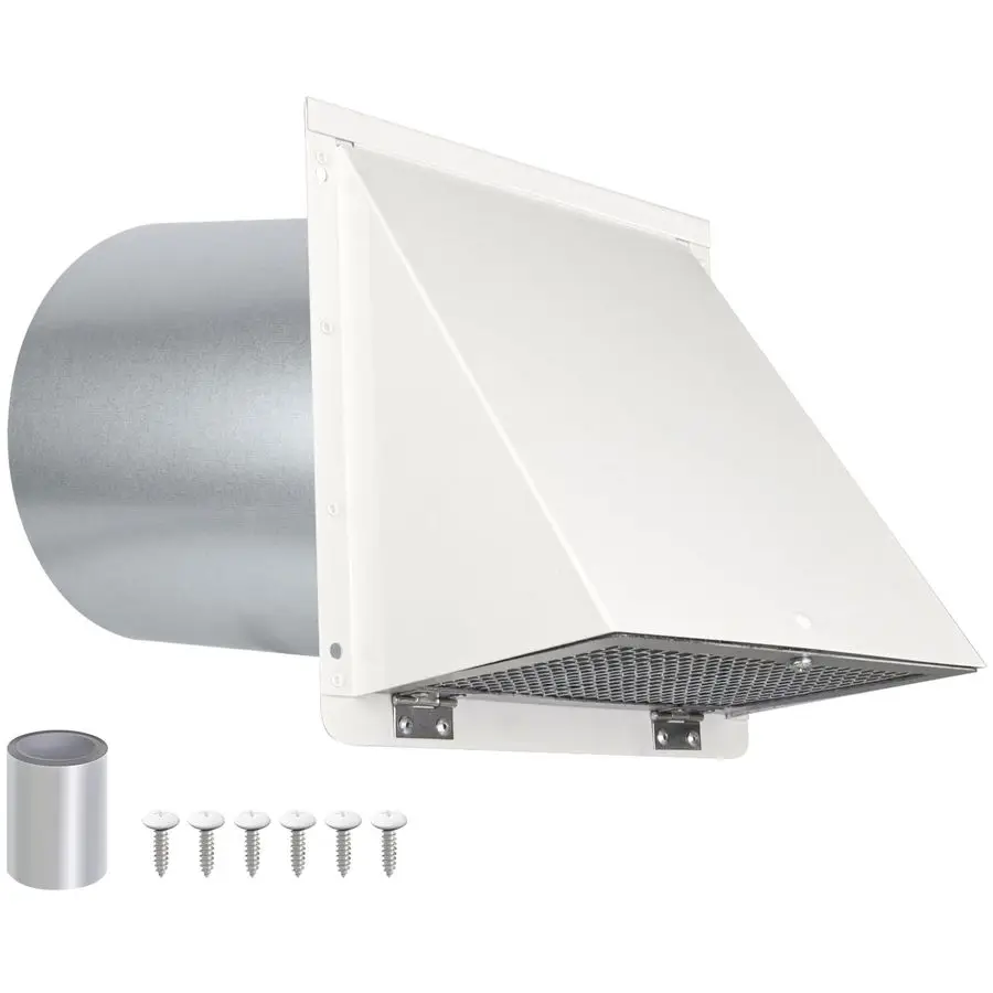 

Inch Hooded Wall Vent with Screen and Damper,6 Inch Exhaust Vent Cover Cap for Outdoor Kitchen Range Hood Dryer Ventilation,Outs