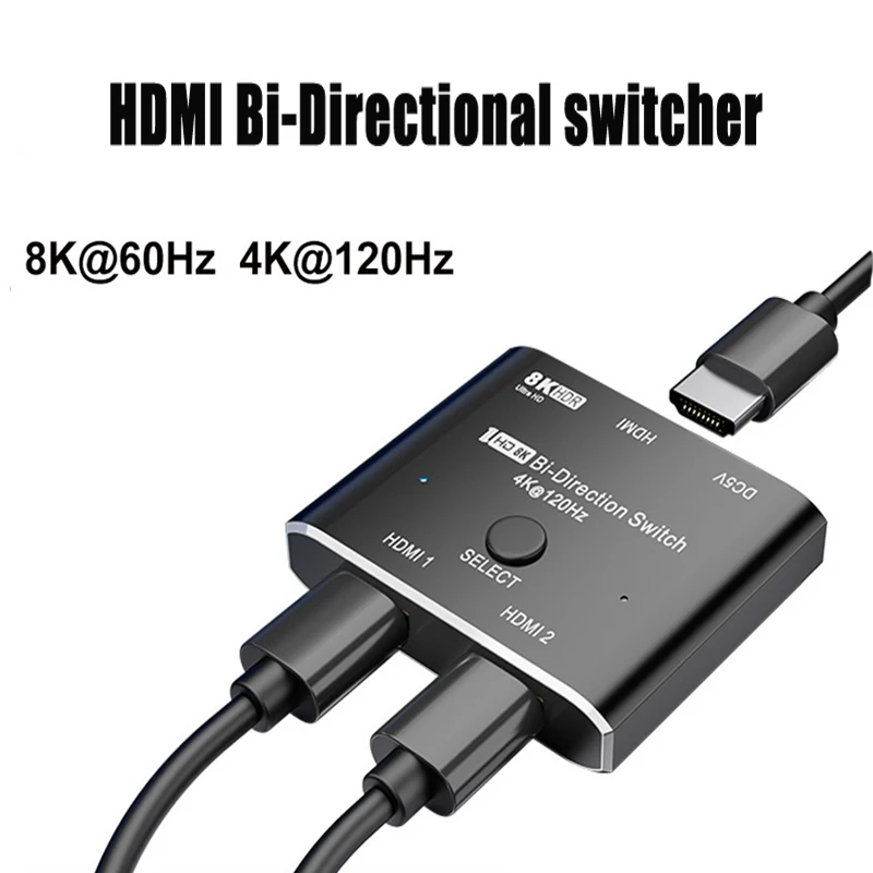 

HDMI2.1 8K Bi -Direction Switch 2 IN 1 OUT 1 IN 2 OUT 4K 120Hz 2x1 HDMI Switch Bidirection Video Converter for PS4 Ps5 Xbox PC