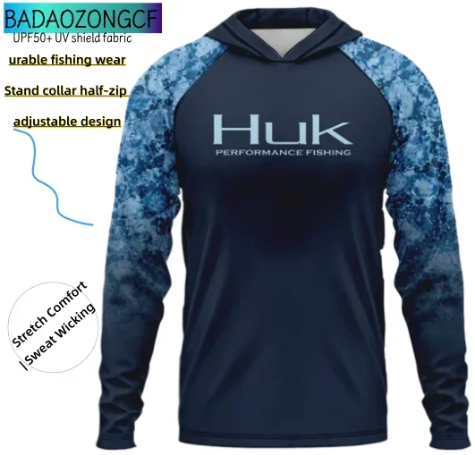 HUK Men's Performance Fishing Hoodie Summer Breathable Long Sleeve Jersey Sun Protection Camouflage - Fishing Shirts